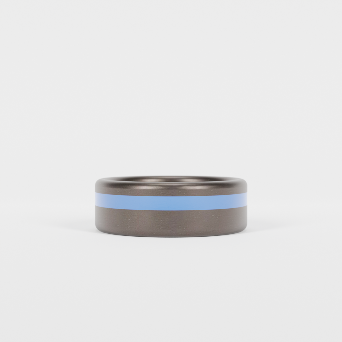 Brushed Tantalum Thin Blue Line Ring Laying Flat