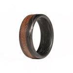 Walnut Wedding Band with Forged Carbon Fiber