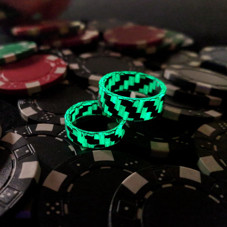 Two Ultralight Glowing Carbon Fiber Ring On Poker Chips