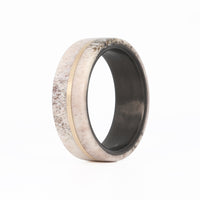 Antler Wedding Ring with Gold Inlay and Carbon Fiber Sleeve