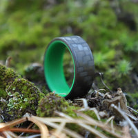 Carbon Fiber Green Glow Ring Outside In Moss