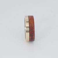 Koa Wood Wedding Ring with Gold Offset and Titanium Interior 360 Video