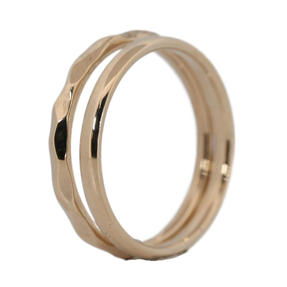 Elemenmt Rong Paired Stackable Gold Ring and Stackable Hammered Gold Ring – Element ...