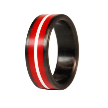 Buy Black With Red Stripe Silicone Ring Online in India 