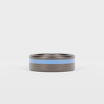 Brushed Tantalum Thin Blue Line Ring Laying Flat
