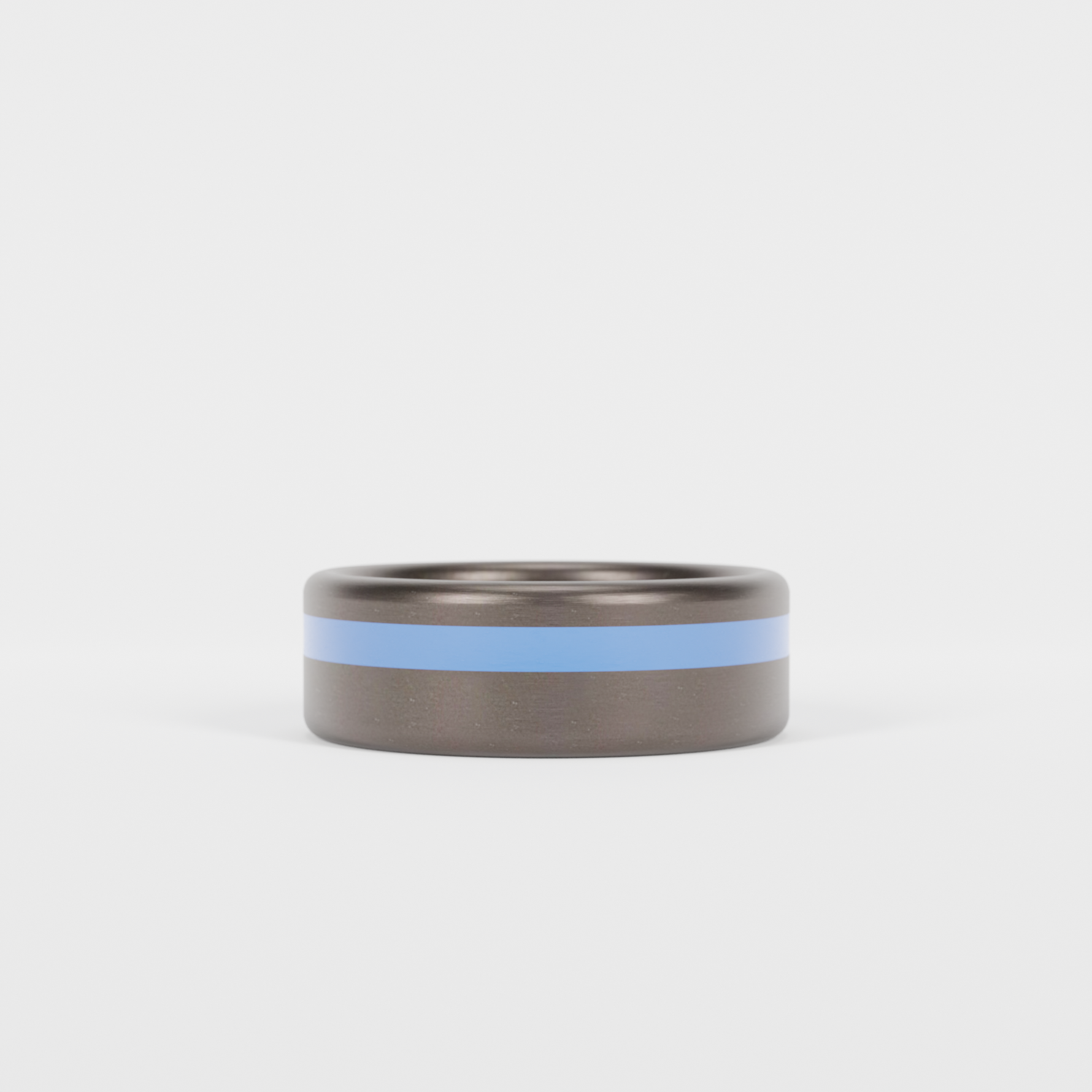 Brushed Tantalum Thin Blue Line Ring Laying Flat