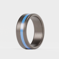 Brushed Tantalum Thin Blue Line Ring