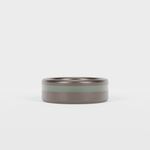 Brushed Tantalum Thin Forest Green Line Ring Laying Flat