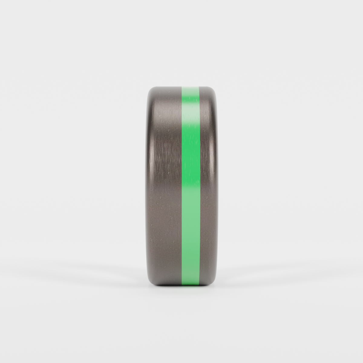 Brushed Tantalum Thin Green Line Ring Front View