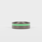 Brushed Tantalum Thin Green Line Ring Laying Flat