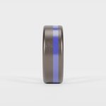 Brushed Tantalum Thin Navy Blue Line Ring Front View