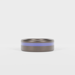 Brushed Tantalum Thin Navy Blue Line Ring Laying Flat