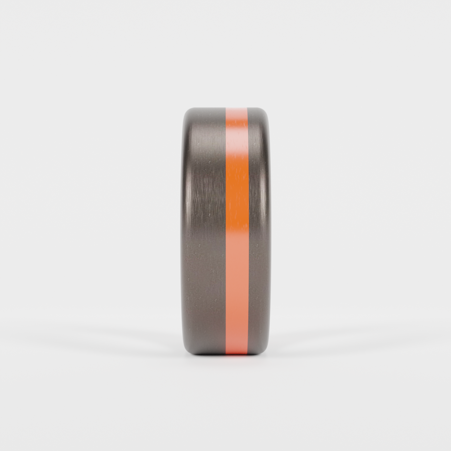 Brushed Tantalum Thin Orange Line Ring Front View