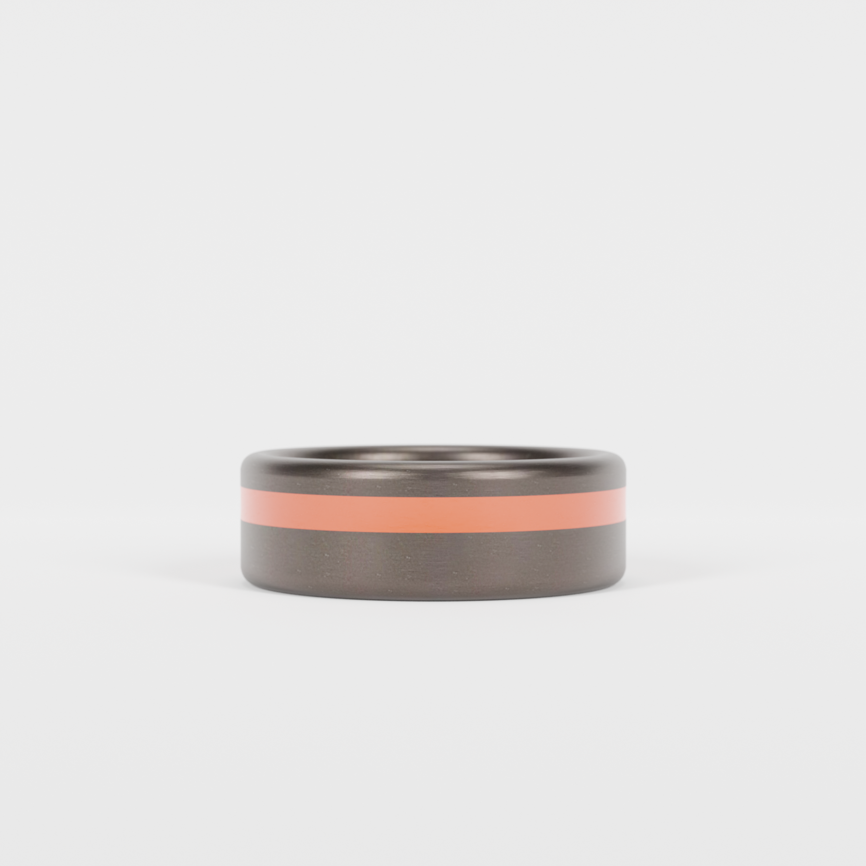 Brushed Tantalum Thin Orange Line Ring Laying Flat