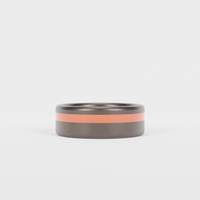 Brushed Tantalum Thin Orange Line Ring Laying Flat