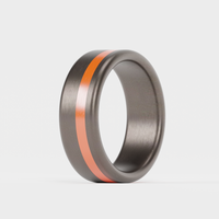 Brushed Tantalum Thin Orange Line Ring