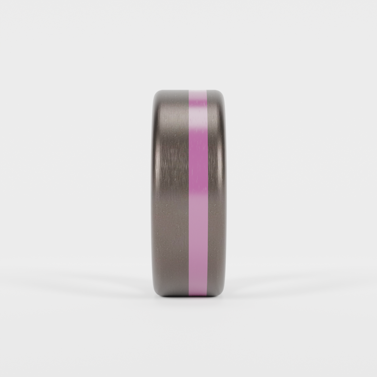 Brushed Tantalum Thin Purple Line Ring Front View