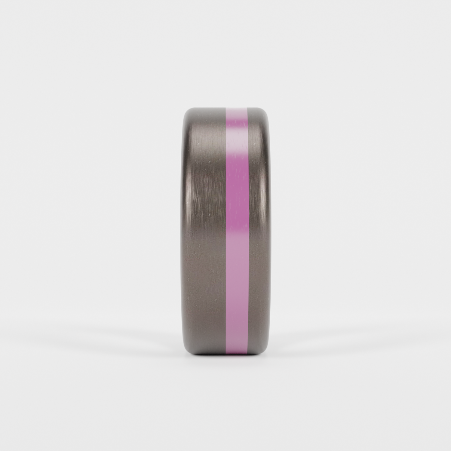Brushed Tantalum Thin Purple Line Ring Front View
