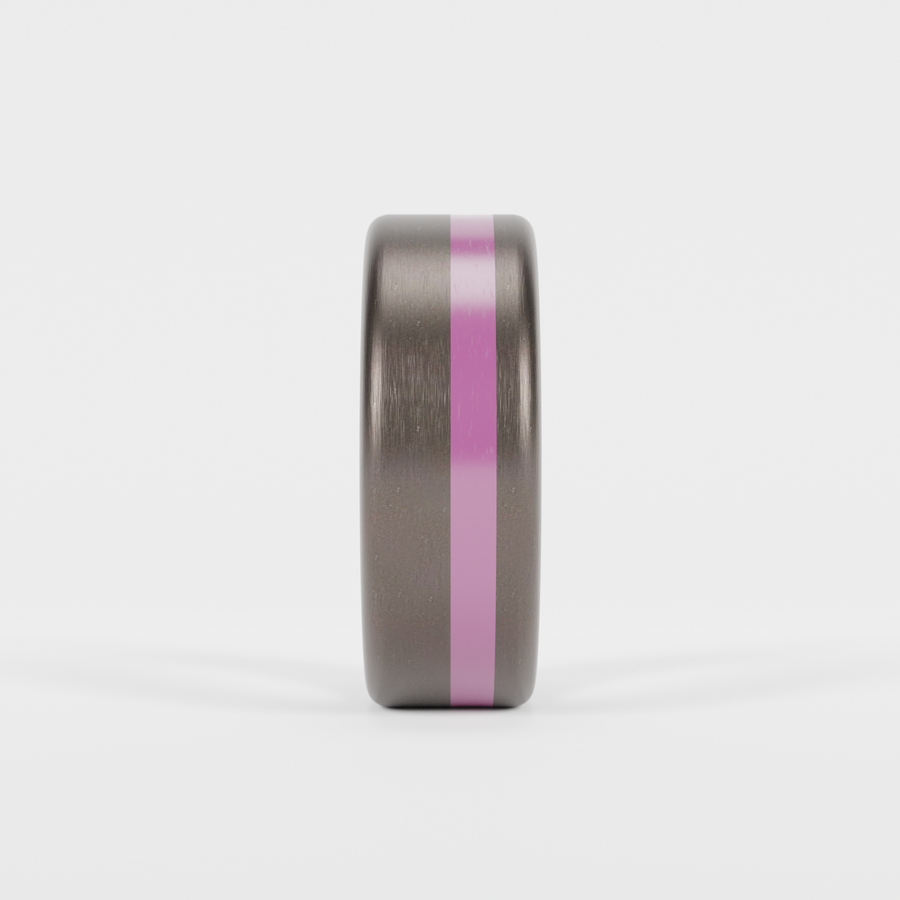 Brushed Tantalum Thin Purple Line Ring Front View
