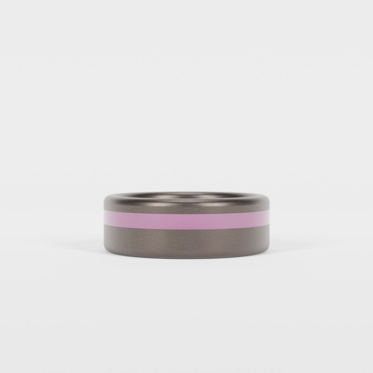 Brushed Tantalum Thin Purple Line Ring Laying Flat