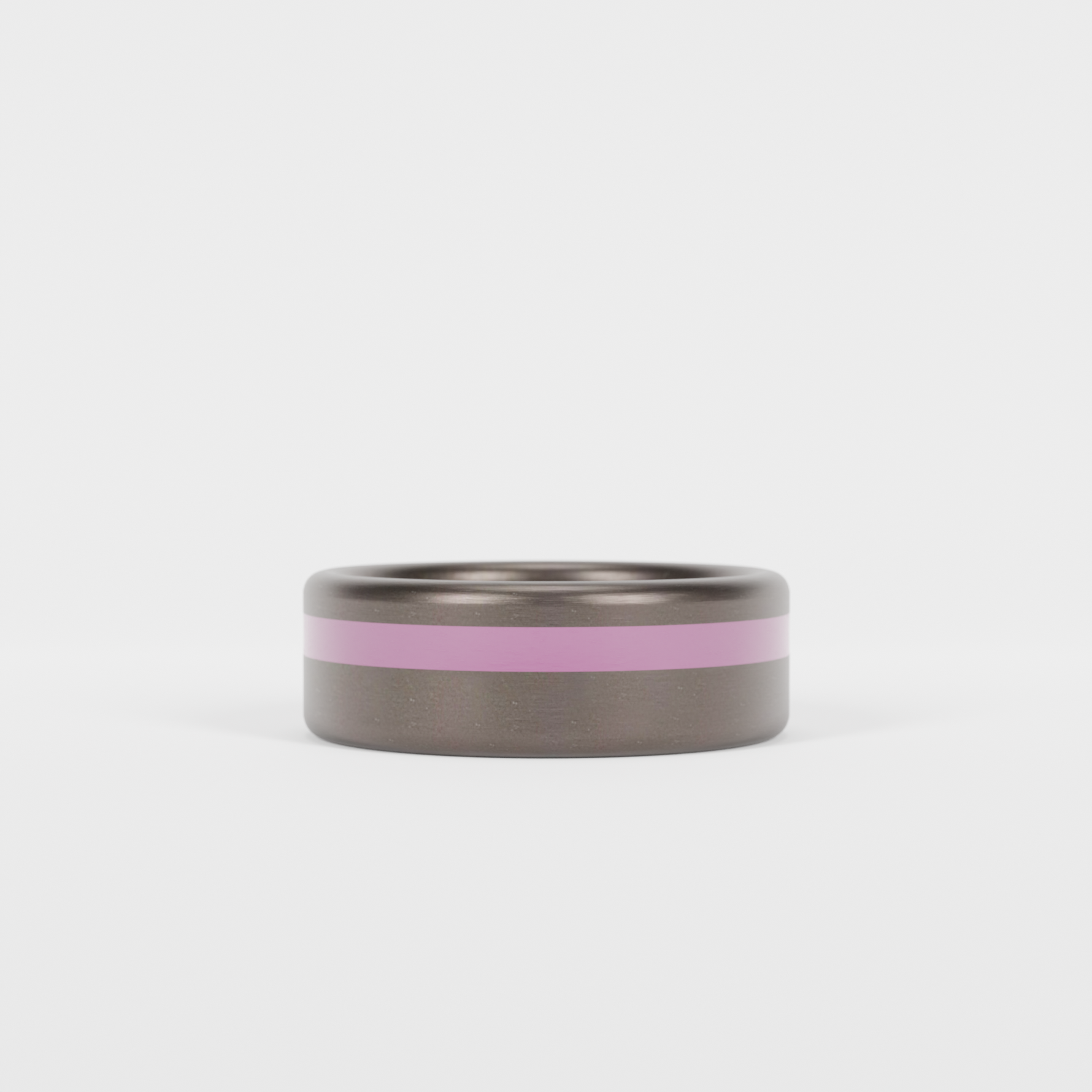 Brushed Tantalum Thin Purple Line Ring Laying Flat