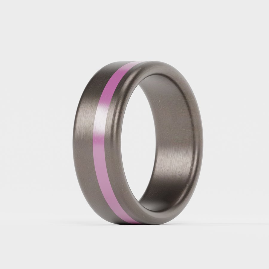 Brushed Tantalum Thin Purple Line Ring