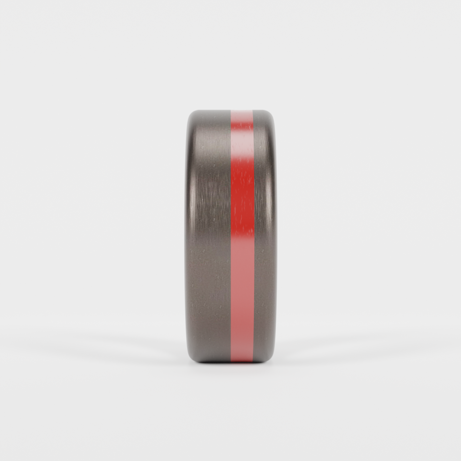 Brushed Tantalum Thin Red Line Ring Front View