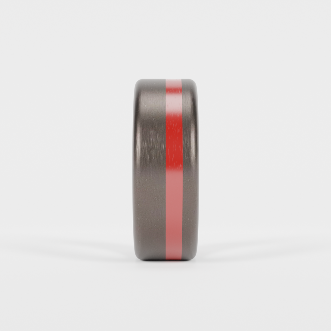 Brushed Tantalum Thin Red Line Ring Front View