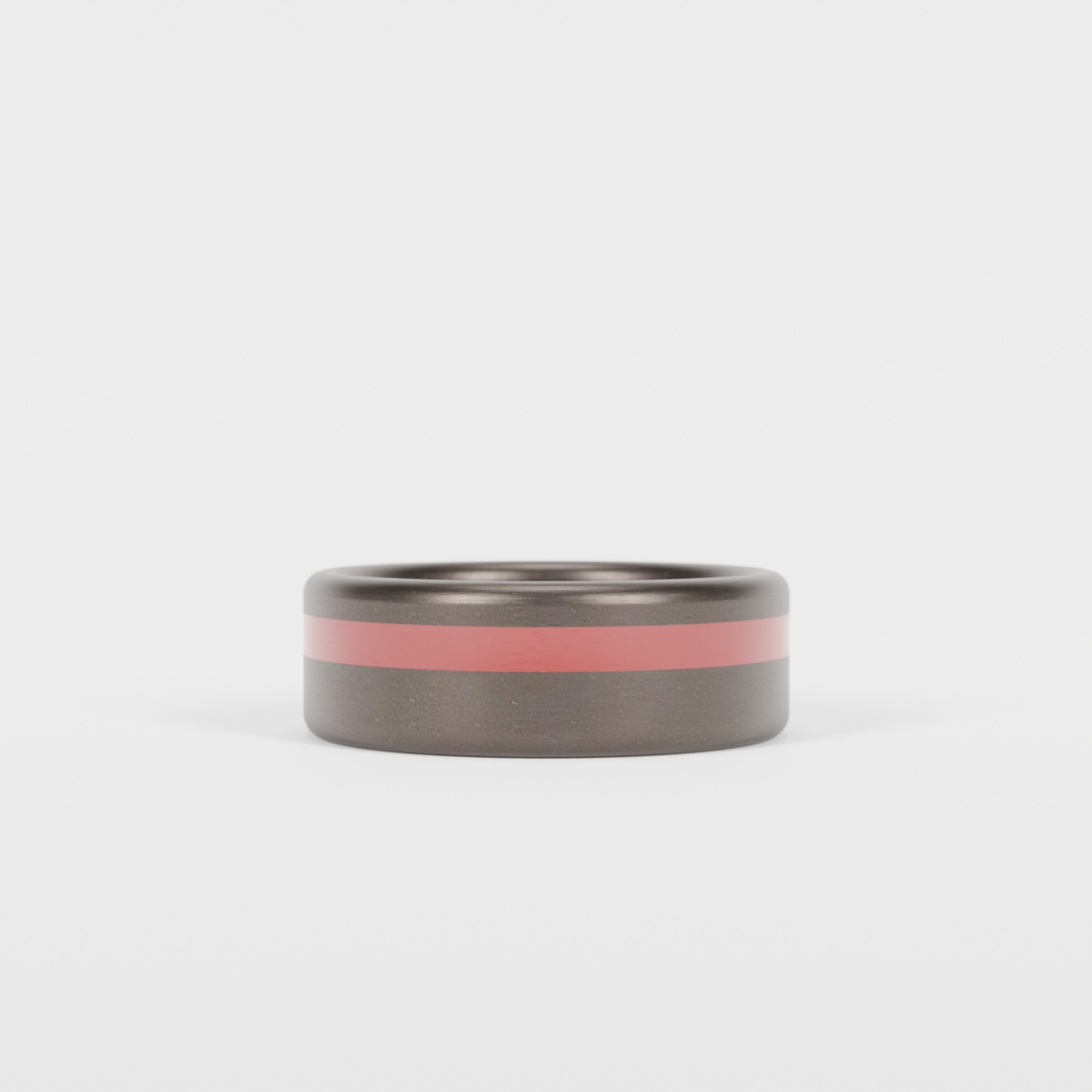 Brushed Tantalum Thin Red Line Ring Laying Flat