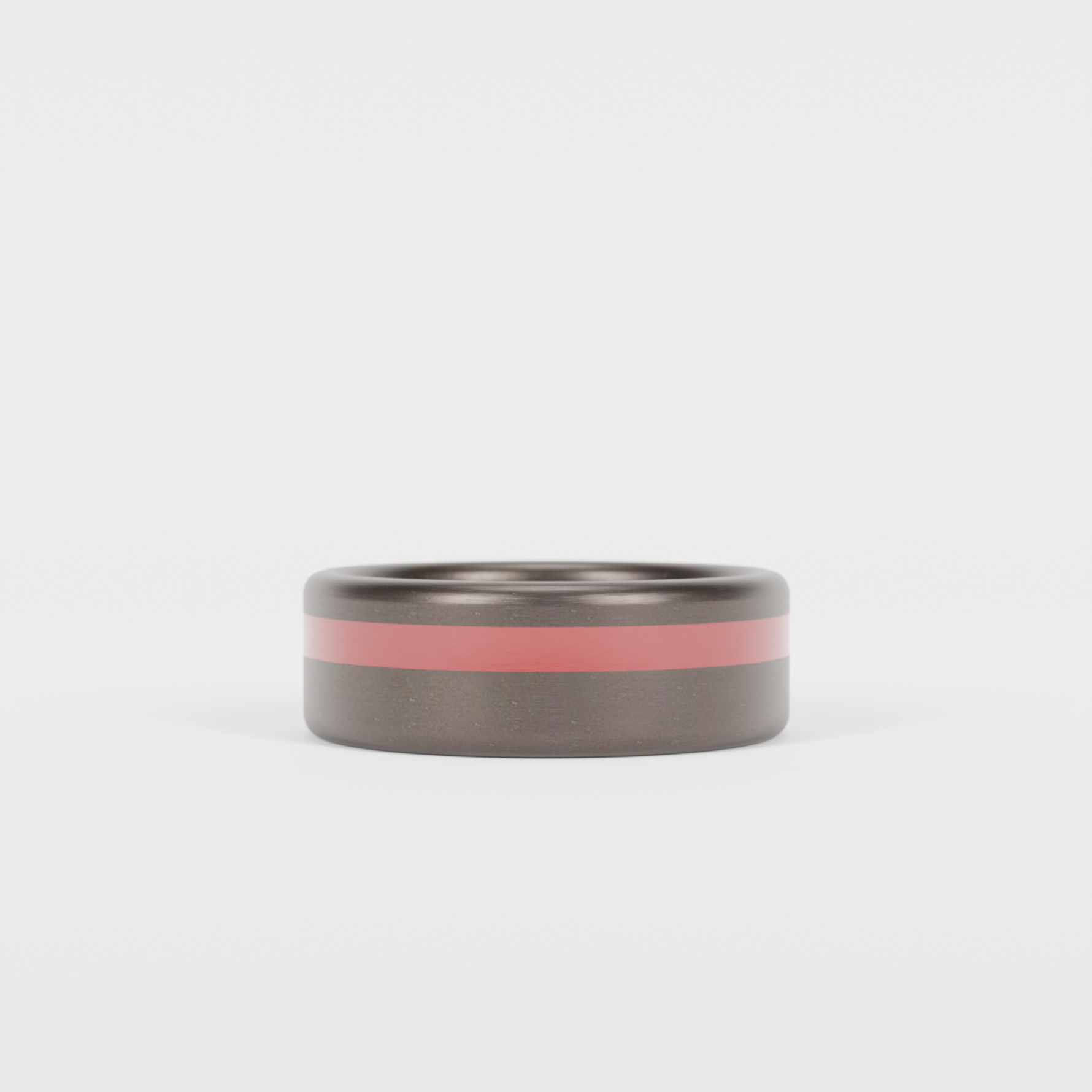 Brushed Tantalum Thin Red Line Ring Laying Flat