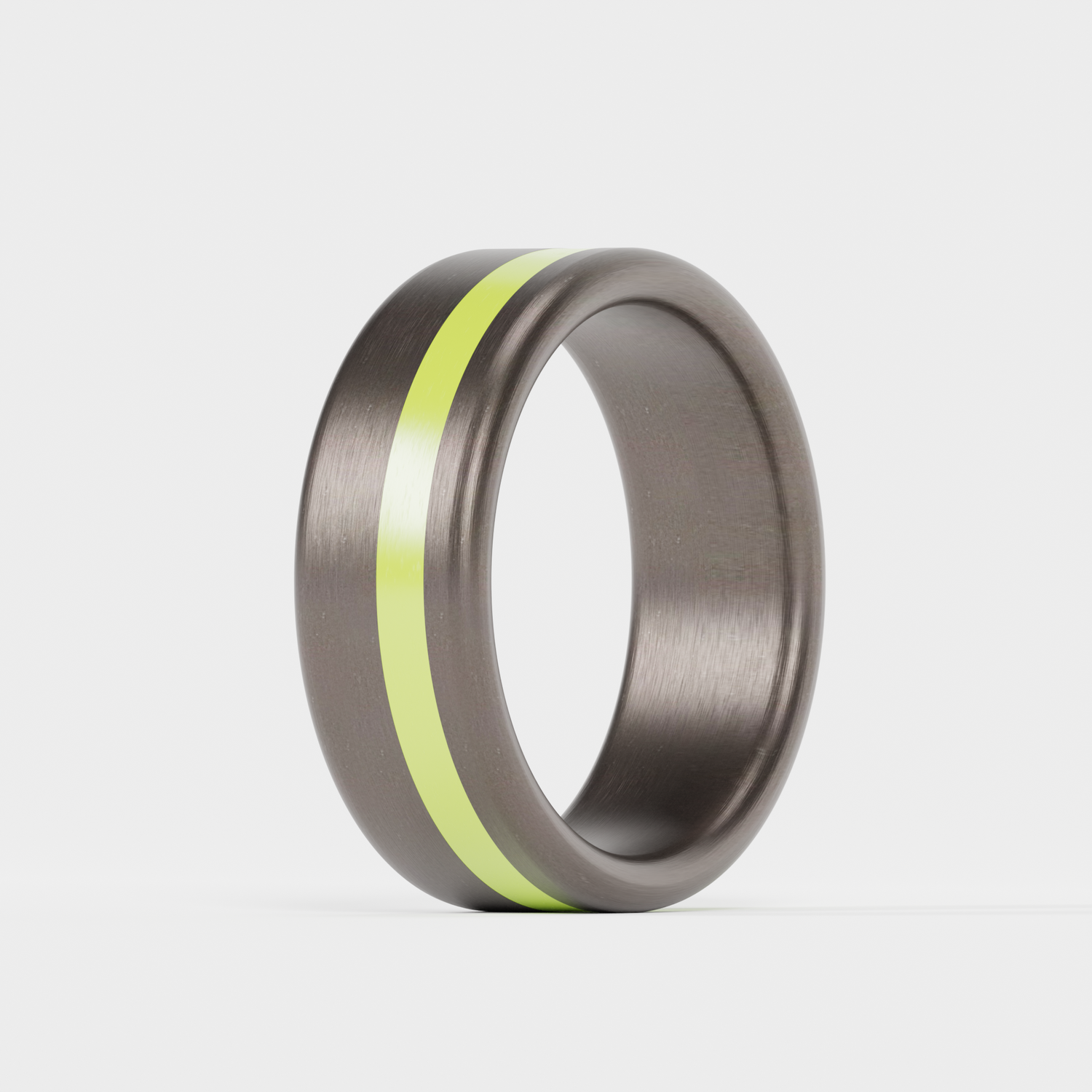 Brushed Tantalum Thin Yellow Line Ring
