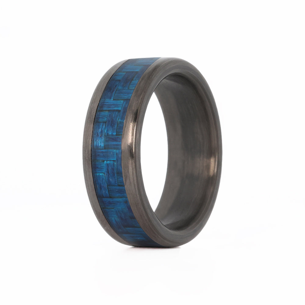 Black and Blue Carbon Fiber Ring