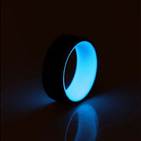 Blue Glowing Resin Ring with Carbon Fiber Exterior collage
