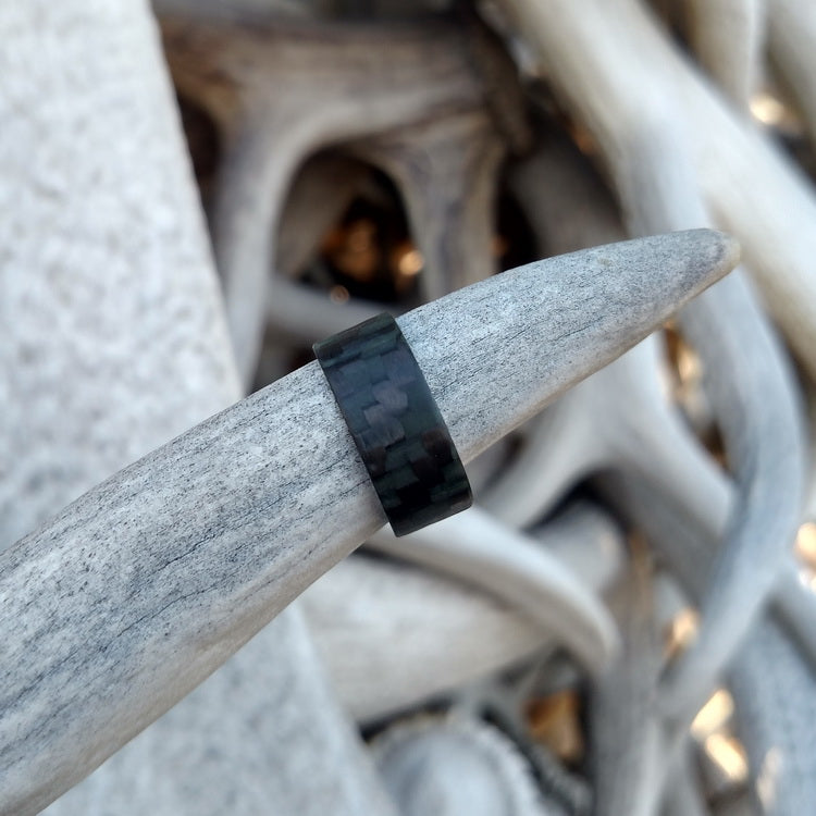Ultralight Glowing Carbon Fiber Ring On An Antler