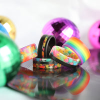 Rainbow Chroma Colored Glow Ring Featured With Other Glow Rings