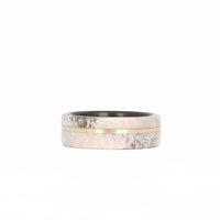 Antler wedding ring with gold inlay laying down
