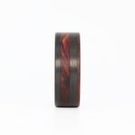 rosewood wedding ring with offset carbon fiber inlay front view