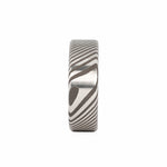 Damascus Men's Wedding Ring with Forged Carbon Fiber Interior Front View