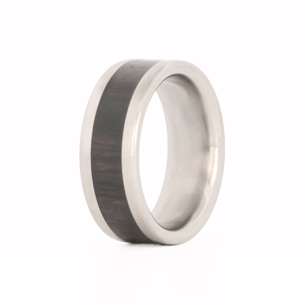 Ebony wood and Titanium ring