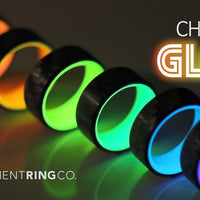 Blue Glowing Resin Ring with Carbon Fiber Exterior rainbow collection