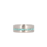 Crushed Turquoise Ring with Titanium Laying Flat