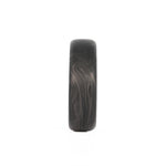 Forged Carbon Wedding Band with Whiskey Barrel Wood Interior Front View