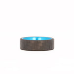 Blue Aluminum Ring With Carbon Fiber Exterior Laying Flat