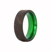 Green Aluminum Colored Ring with Carbon Fiber
