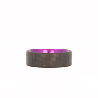 Purple Colored Aluminum Ring with Carbon Fiber Laying Flat