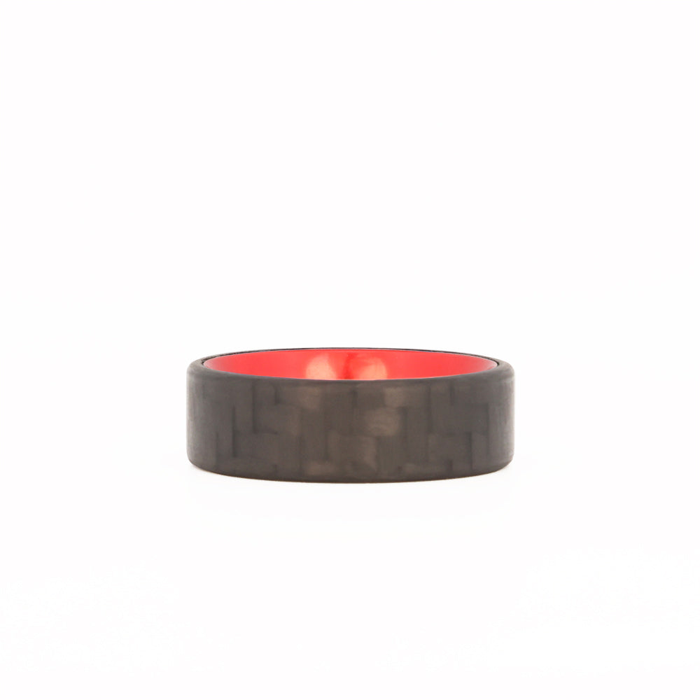 Colored Red Aluminum Ring with Carbon Fiber Laying Flat