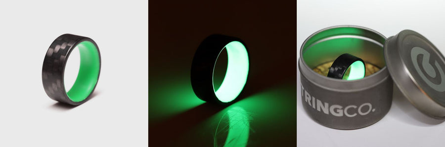 Carbon Fiber Green Glow Ring Collage