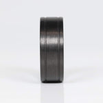 Ultralight Grooved Carbon Fiber Men's Wedding Band Front View