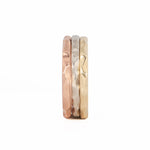 Gold hammered stackable rings front view