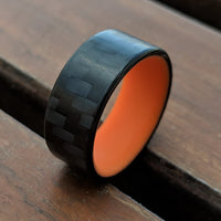 Orange Glow Ring with Carbon Fiber Overhead View